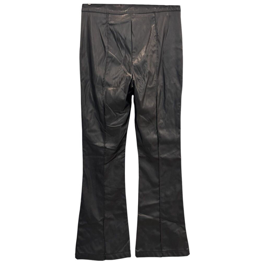Princess Polly Faux Vegan Leather Pants Flair Leg Side Zipper High Waisted 8